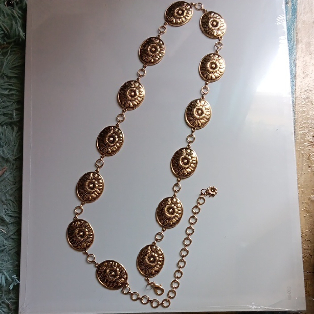 Torrid Gold Ornate Medallion Belt with Adjustable Chain